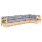 vidaXL Salon de jardin 6 Pièces avec coussins gris bois de pin