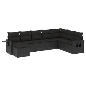 vidaXL Salon de jardin 8 Pièces avec coussins noir résine tressée