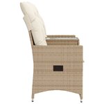 vidaXL Canapé de jardin inclinable 2 places avec table beige rotin