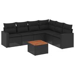 vidaXL Salon de jardin 7 Pièces avec coussins noir résine tressée