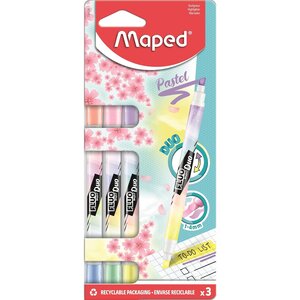 Etui 3 Surligneurs FLUO'PEPS PEN DUO Pastel MAPED