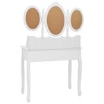 vidaXL Coiffeuse avec tabouret et miroir pliable en 3 Blanc