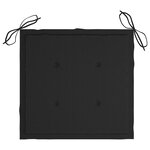 vidaXL Chaises de jardin lot de 2 et coussins noir Bois de teck massif
