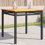 vidaXL Table de jardin noir 80x80x75 cm résine tressée et bois acacia