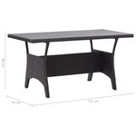 vidaXL Table de jardin noir 120x70x66 cm Résine tressée