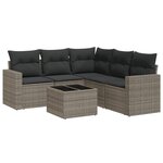 vidaXL Salon de jardin 6 Pièces avec coussins gris résine tressée