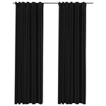 vidaXL Rideaux occultants aspect lin crochet 2Pièces Anthracite 140x245cm