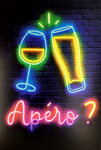 Carte FLUO Texte NÉON Apéro avec Enveloppe 12x17,5cm - Trinquer Bière Vin Santé