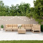 vidaXL Salon de jardin 7 Pièces avec coussins Bois de pin massif