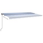 vidaXL Auvent automatique rétractable et poteaux 6x3 5 m Bleu et blanc