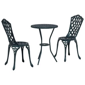 vidaXL Ensemble bistro de jardin 3 Pièces Vert Aluminium