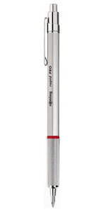 rOtring Rapid PRO Stylo bille Argent chromé recharge bleue pointe moyenne