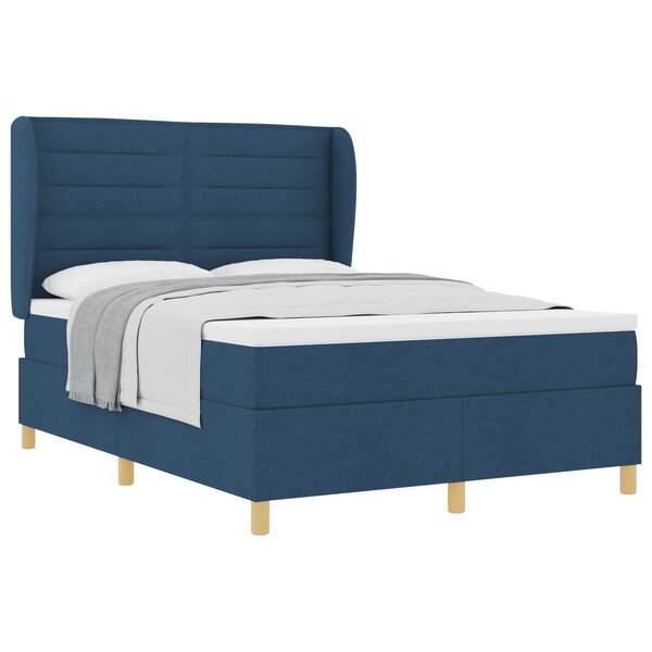 Lit box spring vidaXL avec matelas Bleu 140x200 cm en tissu