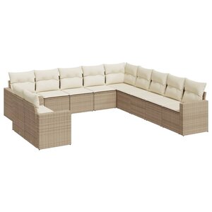 vidaXL Salon de jardin 11 Pièces avec coussins beige résine tressée