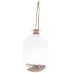 Bouteille en verre avec paillettes or rose à suspendre