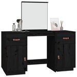 vidaXL Ensemble de coiffeuse avec miroir noir bois de pin solide