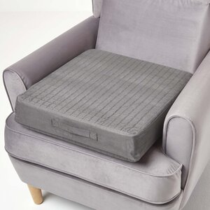 Coussin d'assise déhoussable en suédine Gris - HOMESCAPES