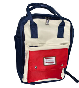 Sac à dos cartable rouge blanc bleu avec anse et bretelle idéal collège  lycée   scolaire ou ordinateur portable