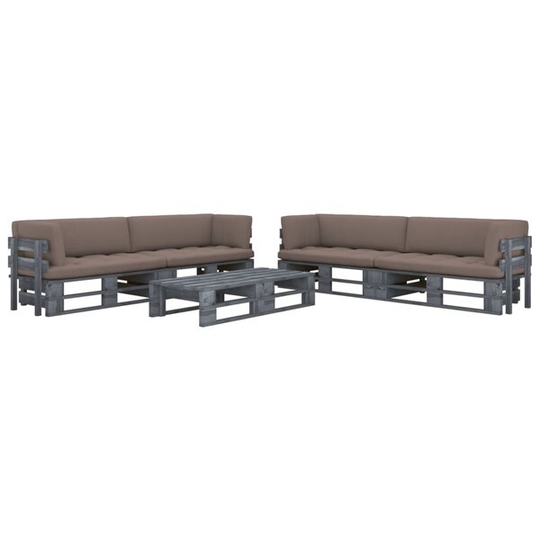 vidaXL Salon de jardin palette 6Pièces avec coussins pin imprégné de gris