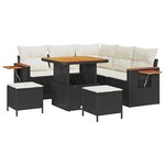 Set de canapé de jardin 8 pièces avec coussins Noir Poly Rattan Acacia