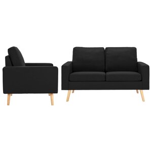 vidaXL Ensemble de canapés 2 Pièces Tissu Noir
