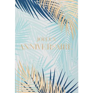 Carte joyeux anniversaire bleu pastel et or - draeger paris