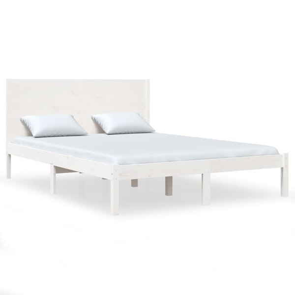 vidaXL Cadre de lit Blanc Bois de pin massif 140x190 cm
