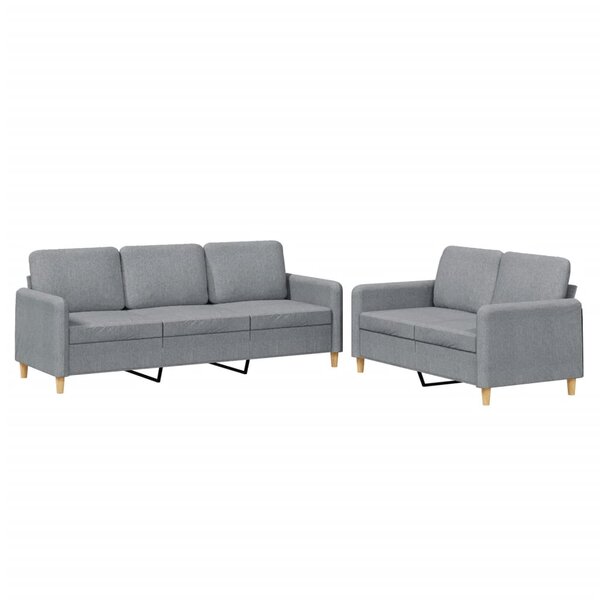 vidaXL Ensemble de canapés 2 Pièces avec coussins Gris clair Tissu