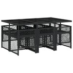 vidaXL Ensemble à manger de jardin coussins 7 Pièces noir résine tressée