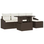 vidaXL Ensemble de Canapés de Jardin 6 Pièces avec Coussins Marron en Poly Rotin