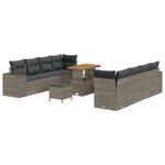 vidaXL Ensemble de canapé de jardin 11 pièces avec coussins gris poly rattan acacia