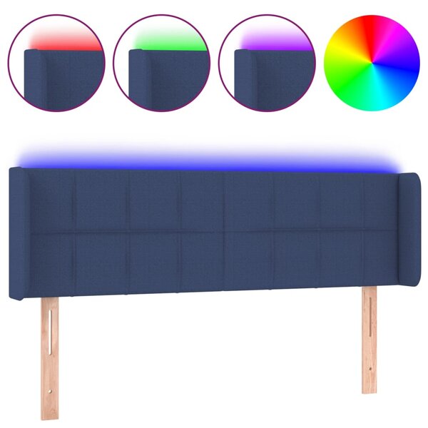 vidaXL Tête de lit à LED Bleu 147x16x78/88 cm Tissu