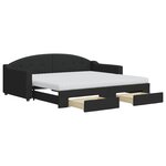 vidaXL Lit de jour avec gigogne et tiroirs noir 90x190 cm tissu