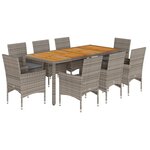 vidaXL Ensemble à manger de jardin et coussins 9 Pièces gris rotin acacia