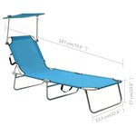 vidaXL Chaise longue pliable avec auvent bleu aluminium