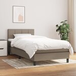 vidaXL Sommier à lattes de lit avec matelas Taupe 90x190 cm Tissu