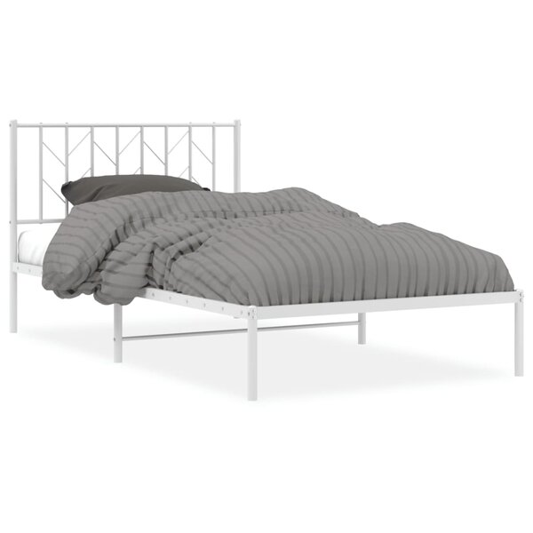 vidaXL Cadre de lit métal avec tête de lit blanc 107x203 cm