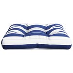 vidaXL Coussin de palette rayures bleues et blanches 60x60x12 cm tissu