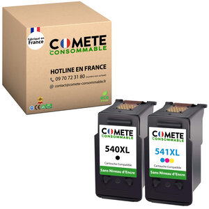 COMETE, Entreprise Française - 540XL 541XL - Pack de 2 Cartouches Compatibles sans Niveau d'encre-CANON