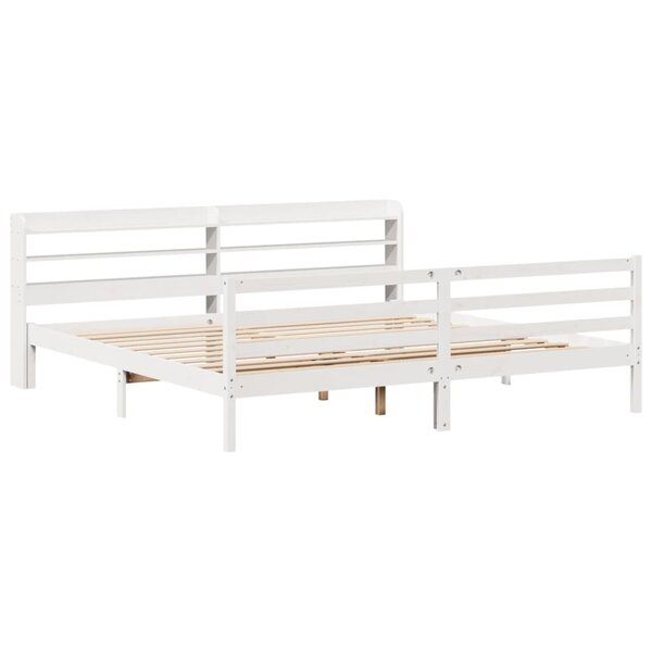 vidaXL Cadre de lit et tête de lit blanc 180x200 cm bois de pin massif