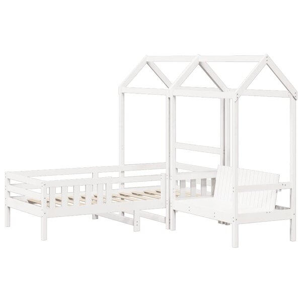 vidaXL Ensemble de lit et de banc avec toit 90x200 cm bois pin massif