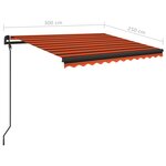 vidaXL Auvent rétractable automatique et poteaux 3x2 5 m Orange marron