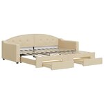 vidaXL Lit de jour avec gigogne et tiroirs crème 90x200 cm tissu