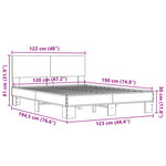 vidaXL Cadre de lit chêne fumé 120x190 cm bois d'ingénierie et métal