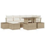 vidaXL Ensemble de canapé de jardin 7 pièces avec coussins beige en polyrotin
