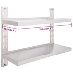 vidaXL Étagère murale à 2 niveaux Acier inoxydable 100x30 cm
