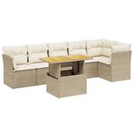 vidaXL Salon de jardin avec coussins 7 Pièces beige résine tressée