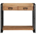 Table Console vidaXL Noire 90x33x75 cm en Acacia Massif et Métal
