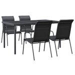 vidaXL Ensemble à manger de jardin 5 Pièces noir textilène et acier