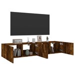 vidaXL Meubles TV muraux et lumières LED 2Pièces chêne fumé 80x35x31 cm